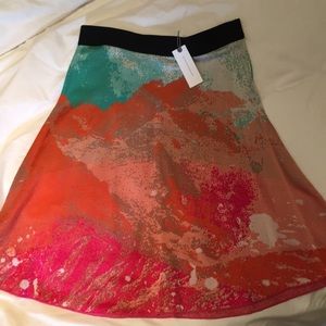 Multi-colored knee-length fit & flare skirt